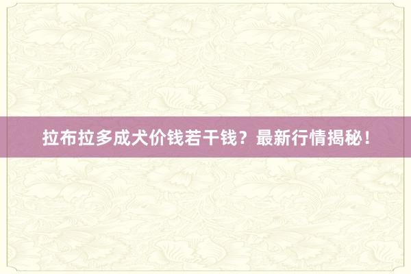 拉布拉多成犬价钱若干钱？最新行情揭秘！