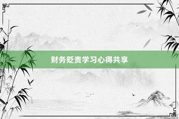 财务贬责学习心得共享